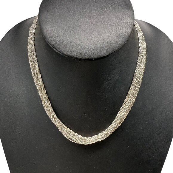 New Multi-Strand Chain Choker Layered Necklace Silver Tone Minimalist Classic - Picture 1 of 5